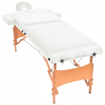 vidaXL 2-Zone Folding Massage Table 3.9" Thick White