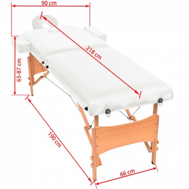 vidaXL 2-Zone Folding Massage Table 3.9" Thick White