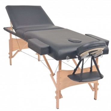 vidaXL 3-Zone Folding Massage Table 3.9" Thick Black