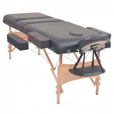 vidaXL 3-Zone Folding Massage Table 3.9" Thick Black