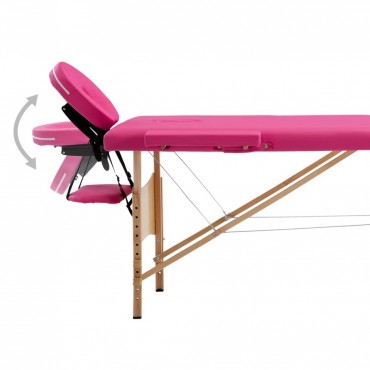 vidaXL Foldable Massage Table 2 Zones Wood Pink