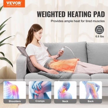 VEVOR Weighted Heating Pad 17 x 33 in 6.8 lbs Electric Heat Pad for Pain Relief