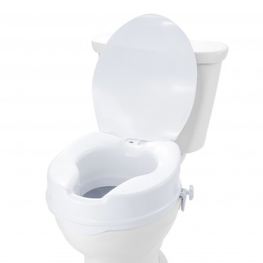 VEVOR Raised Toilet Seat, 4" Height Raised, 300 lbs Weight Capacity, Universal Toilet Seat Riser, Screw Rod Locking, with Toilet Seat, for Elderly, Handicap, Patient, Pregnant, Medical