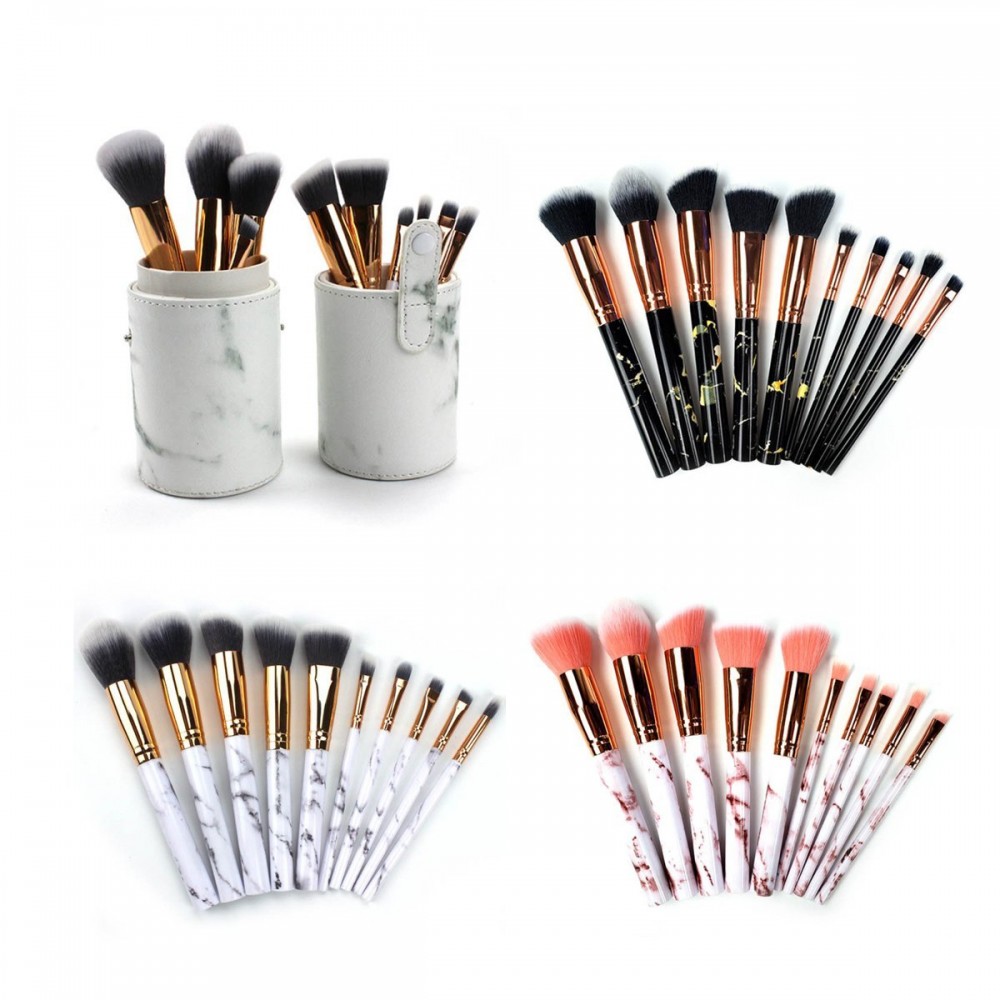 La Canica 10 In 1 Makeup Brush Set With Travel Friendly Container