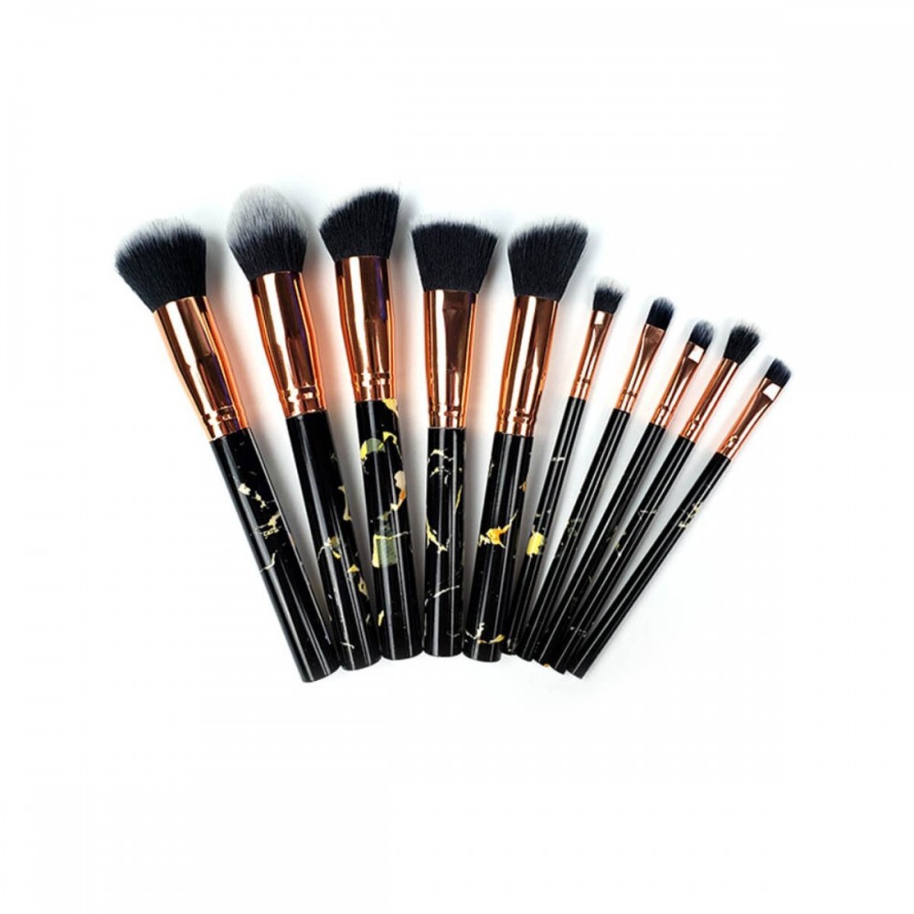 Color: Beauty Spot Black - La Canica 10 In 1 Makeup Brush Set With Travel Friendly Container