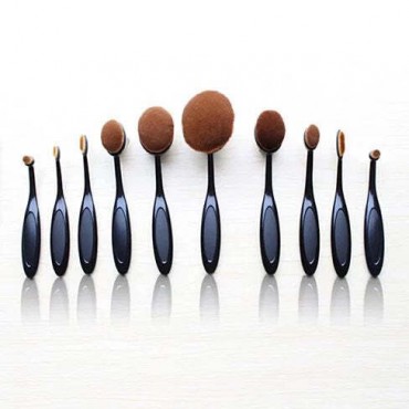 Colors: BLACK - GOLD - Beauty Experts Set of 10 Oval Beauty Brushes