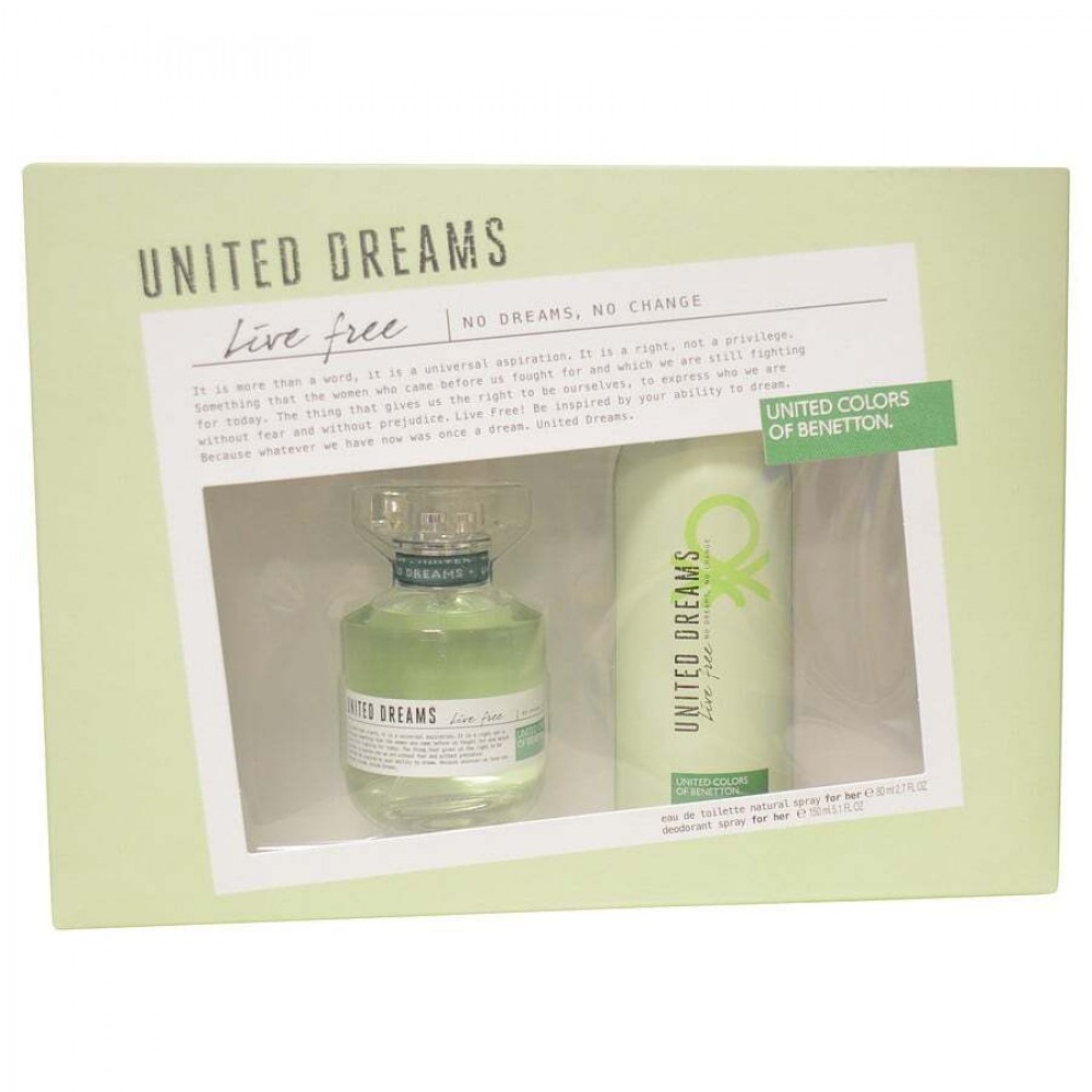 BENETTON UNITED DREAMS LIVE FREE by Benetton (WOMEN) - EDT SPRAY 2.7 OZ & DEODORANT SPRAY 5.1 OZ