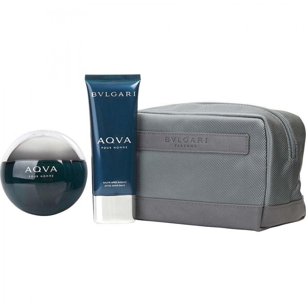 BVLGARI AQUA by Bvlgari (MEN) - EDT SPRAY 3.4 OZ & AFTERSHAVE BALM 3.4 OZ & POUCH