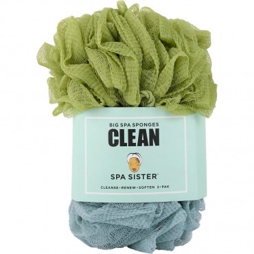 SPA ACCESSORIES by Spa Accessories (UNISEX) - SPA SISTER JUMBO SPONGE 2 PACK (GREEN & MARINE)