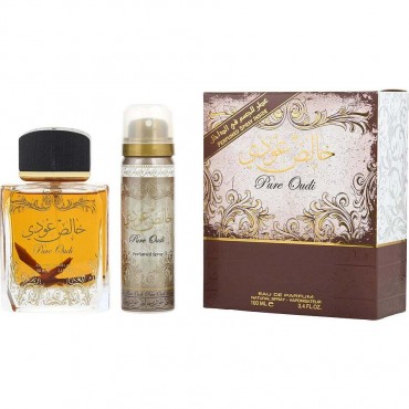 LATTAFA PURE OUDI by Lattafa (UNISEX) - EAU DE PARFUM SPRAY 3.4 OZ & DEODORANT 1.6 OZ