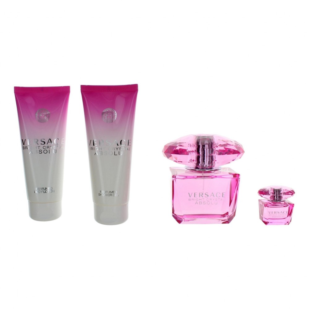 Versace Bright Crystal Absolu by Versace, 4 Piece Gift Set for Women