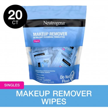 Neutrogena Cleansing Makeup Remover Wipes, Individually Wrapped, 20 Ct