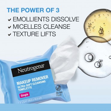 Neutrogena Cleansing Makeup Remover Wipes, Individually Wrapped, 20 Ct