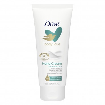 Dove Body Love Fragrance-Free Hand Cream for Rough or Dry Skin Sensitive Care Soothes and Comforts Skin 3 oz