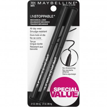 Maybelline Unstoppable Waterproof Eyeliner, Onyx, 2 Pack