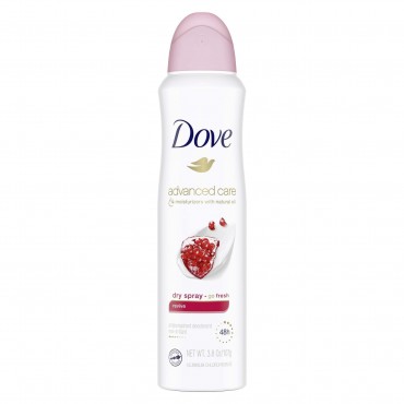 Dove Advanced Care Long Lasting Women's Antiperspirant Deodorant Spray, Revive Pomegranate, 3.8 oz