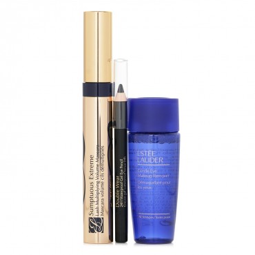 ESTEE LAUDER - Sumptuous Extreme Mascara Set: Extreme Volume Mascara 8ml + Double Wear Eye Penci 8g + Eye Makeup Remover 30ml 622760 3pcs