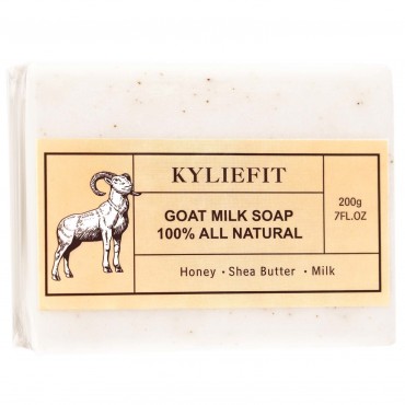 KYLIEFIT Goat Milk Soap All Natural, Whitening, Cleansing, Nourishing, With Honey, Shea Butter, Milk, For Face And Body