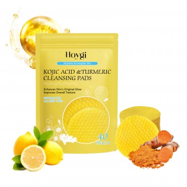 HOYGI Turmeric Acid Cleansing Pad Face Skin Pore Cleansing Makeup Remover Gentle Exfoliating Cleansing Pad