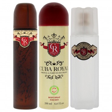 Cuba Royal by Cuba for Men - 3 Pc Gift Set 3.3oz EDT Spray, 6.6oz Body Spray, 3.3oz After Shave