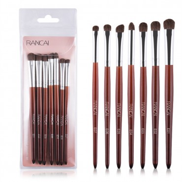 Eye Makeup Brushes 7pcs Essential Eyeshadow Brushes Kit with Soft Synthetic Hairs & Wood Handle for Eyeshadow, Blending, Eyebrow, Eyeliner