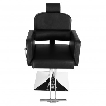 PVC Leather Cover Galvanized Square Plate With Footrest Reclining Barber Chair 300lbs Black HZ8897B N001