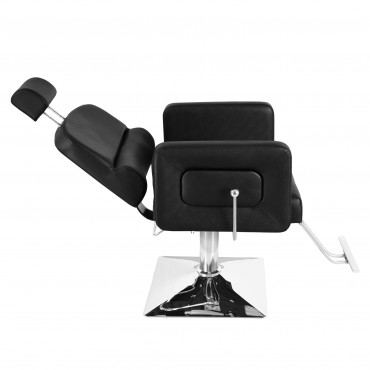 PVC Leather Cover Galvanized Square Plate With Footrest Reclining Barber Chair 300lbs Black HZ8897B N001