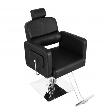 PVC Leather Cover Galvanized Square Plate With Footrest Reclining Barber Chair 300lbs Black HZ8897B N001