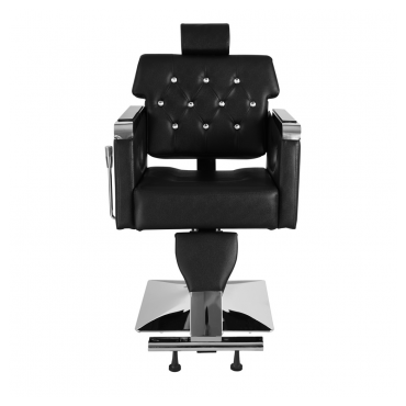 PVC Leather Cover Galvanized Square Tray with Footrest Retractable Barber Chair 300.00lbs Black HZ88111 N001