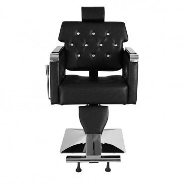 PVC Leather Cover Galvanized Square Tray with Footrest Retractable Barber Chair 300.00lbs Black HZ88111 N001