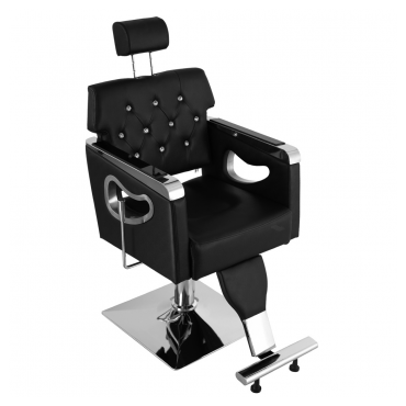 PVC Leather Cover Galvanized Square Tray with Footrest Retractable Barber Chair 300.00lbs Black HZ88111 N001