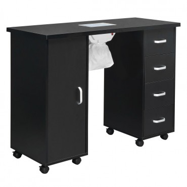 MDF Single Door 4 Drawers With Fan Black Nail Table