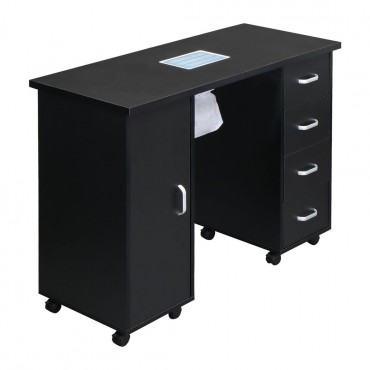 MDF Single Door 4 Drawers With Fan Black Nail Table