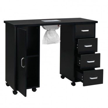 MDF Single Door 4 Drawers With Fan Black Nail Table