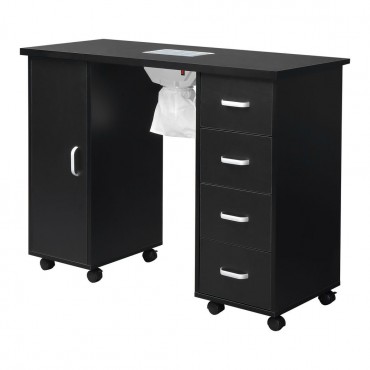 MDF Single Door 4 Drawers With Fan Black Nail Table