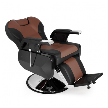 PVC Leather Case ABS Armrest Shell 300lbs Load-Bearing Disc With Footrest Can Be Put Down Barber Chair Black Brown