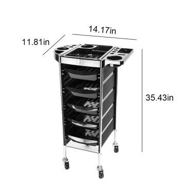 YC-Q7 5 Tiers Hairdresser Beauty Storage Trolley Black