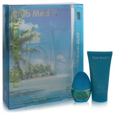 Club Med My Ocean by Coty Gift Set -- .33 oz Mini EDT Spray + 1.85 oz Body Lotion (Women)