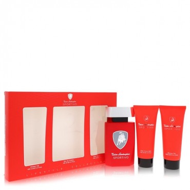 Lamborghini Sportivo by Tonino Lamborghini Gift Set -- 4.2 oz Eau De Toilette Spray + 3.4 oz Shower Gel + 3.4 oz After Shave Balm (Men)